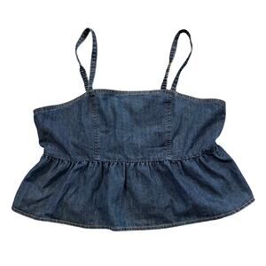 Celebrity Pink Women’s Sleeveless Denim Peplum Top Womens XXL BabyDoll Blue
